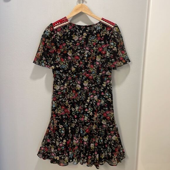 Ranna Gill for Anthropologie black floral v neck Artemisia dress - Picture 6 of 13